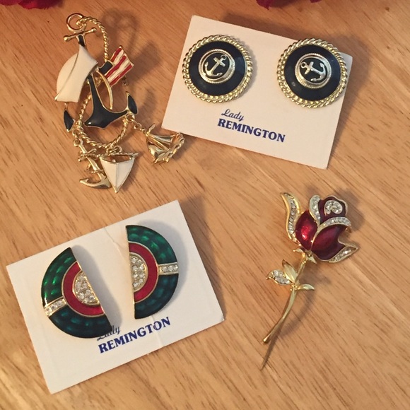 Jewelry - Vintage 80s pins and earrings